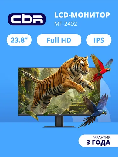 CBR 24" Монитор безрамочный, IPS, FHD 1920x1080, 100Гц, Динамики 2*3W (LCD-MF2402-OPC), IPS, 1920x1080 Full HD, 100 Гц, черный, черный матовый