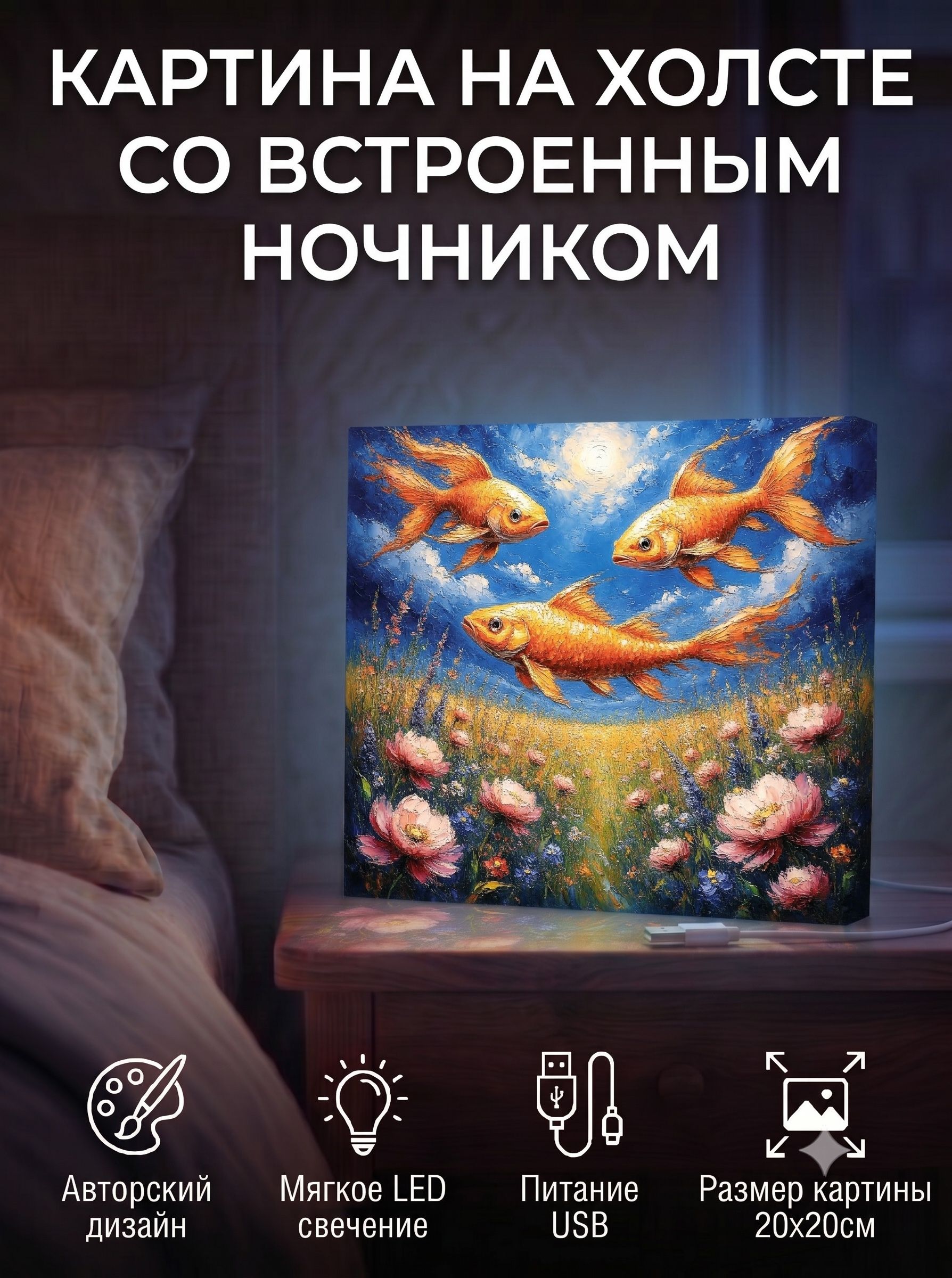 Золотые рыбки в цветах