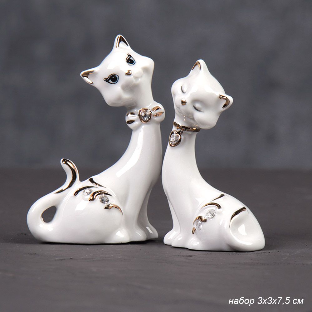 Статуэтка Кошечки, набор 2 шт, фарфор, 7,5 см