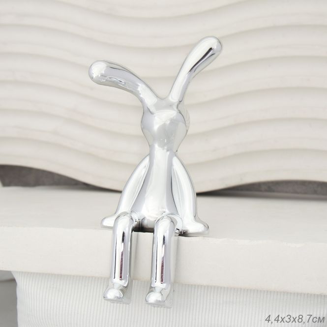 Статуэтка Кролик, серебро, пластик, 4,4 х 3 х 8,7 см