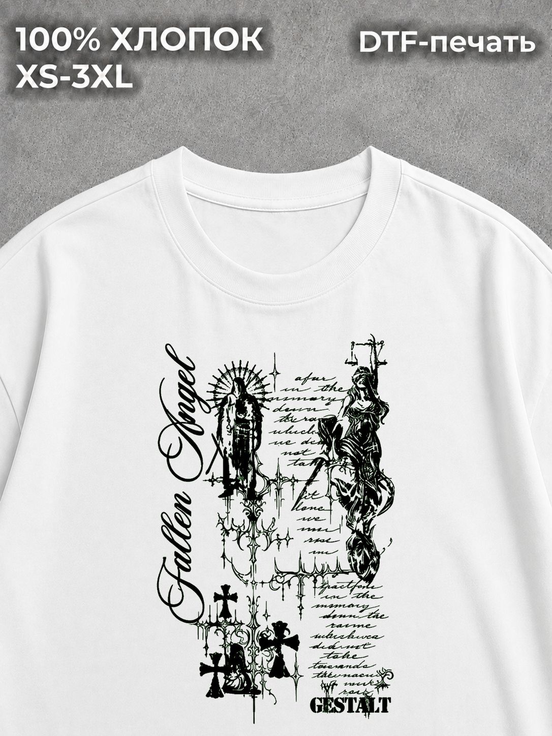 Футболка y2k pinterest дрейн готика white