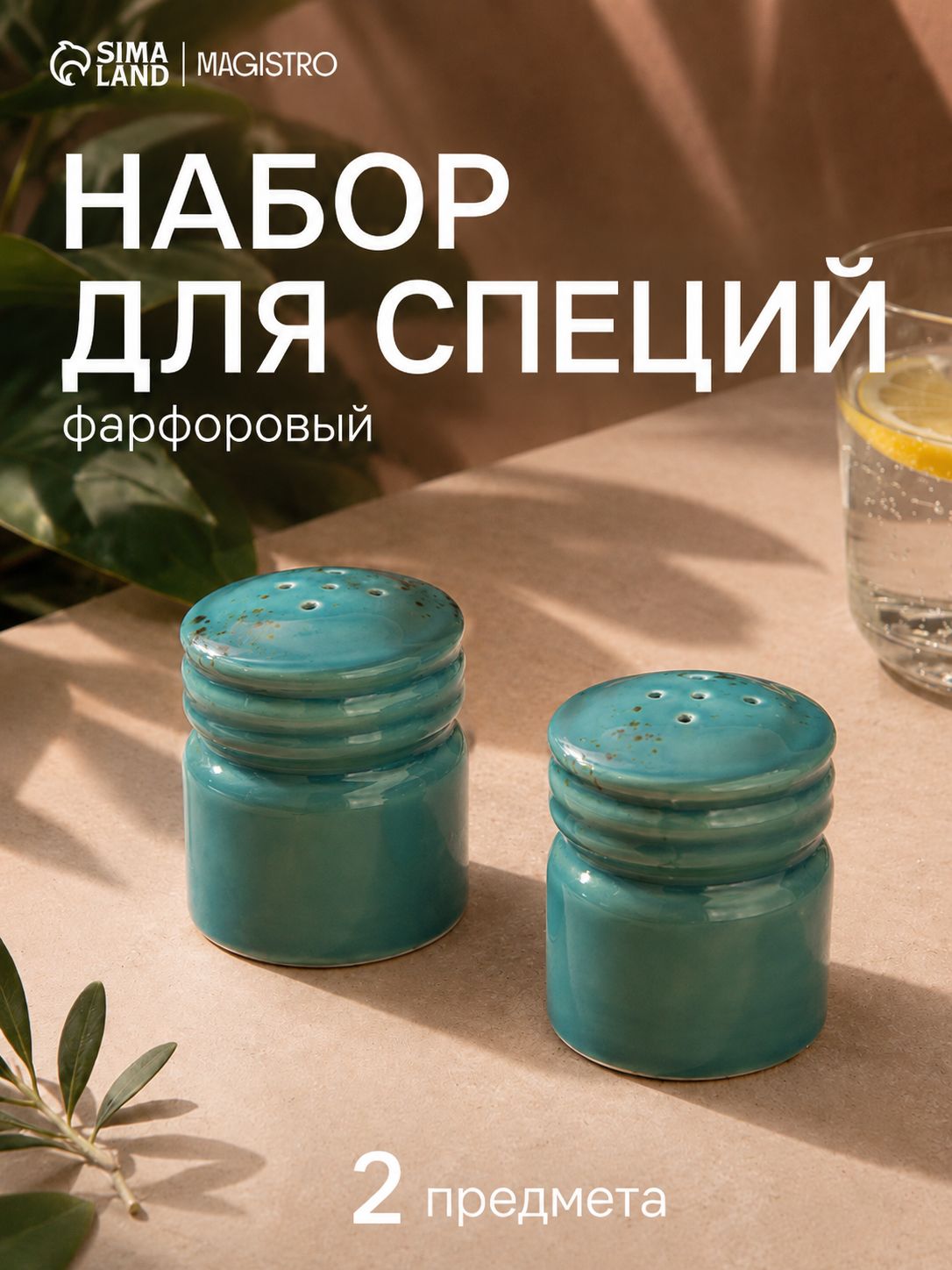 Набор для специй 2 шт, Magistro, солонка и перечница, фарфоровые