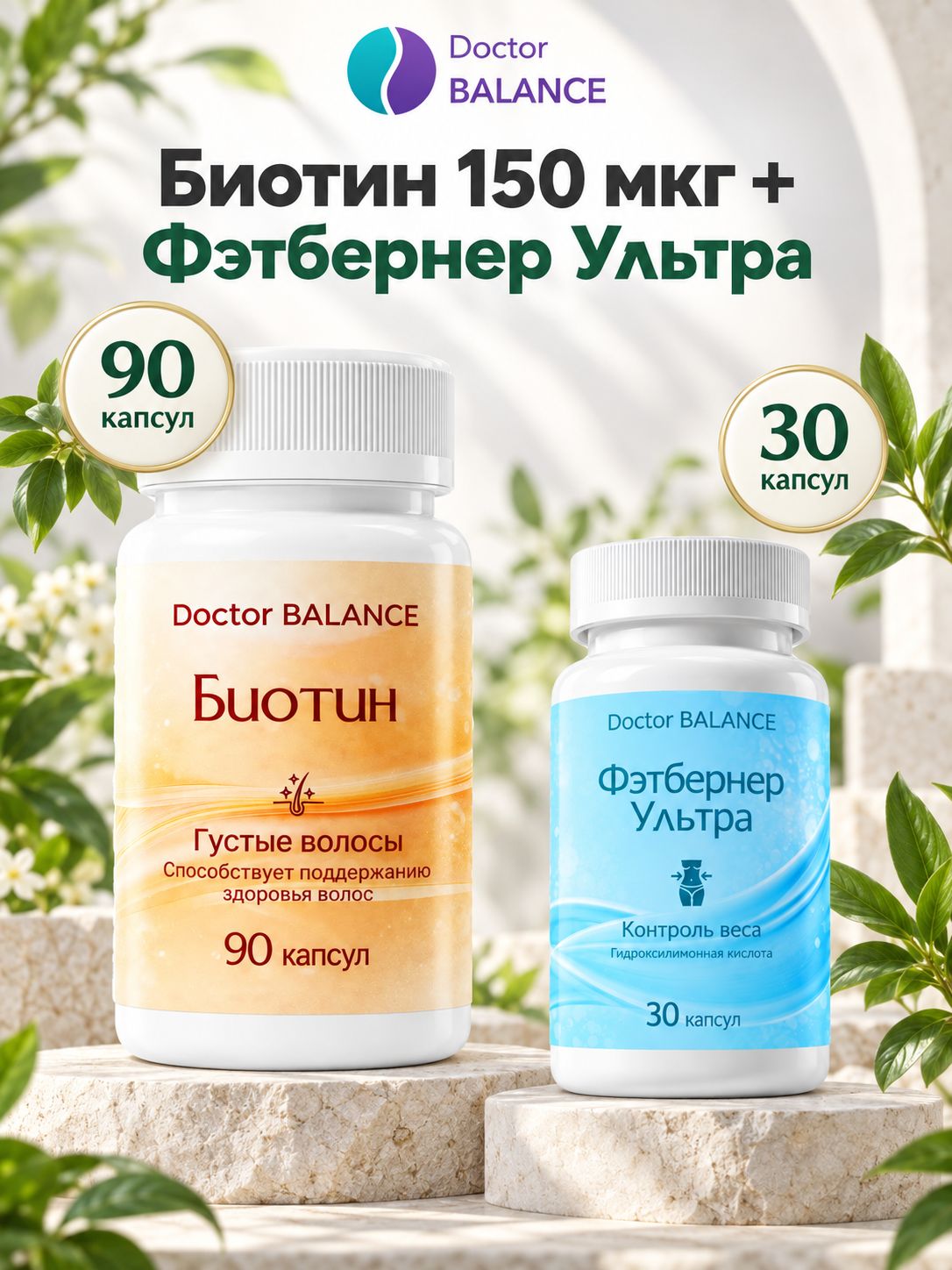 Набор Doctor Balance: Биотин 150 мкг 90 + Фэтбернер Ультра 30