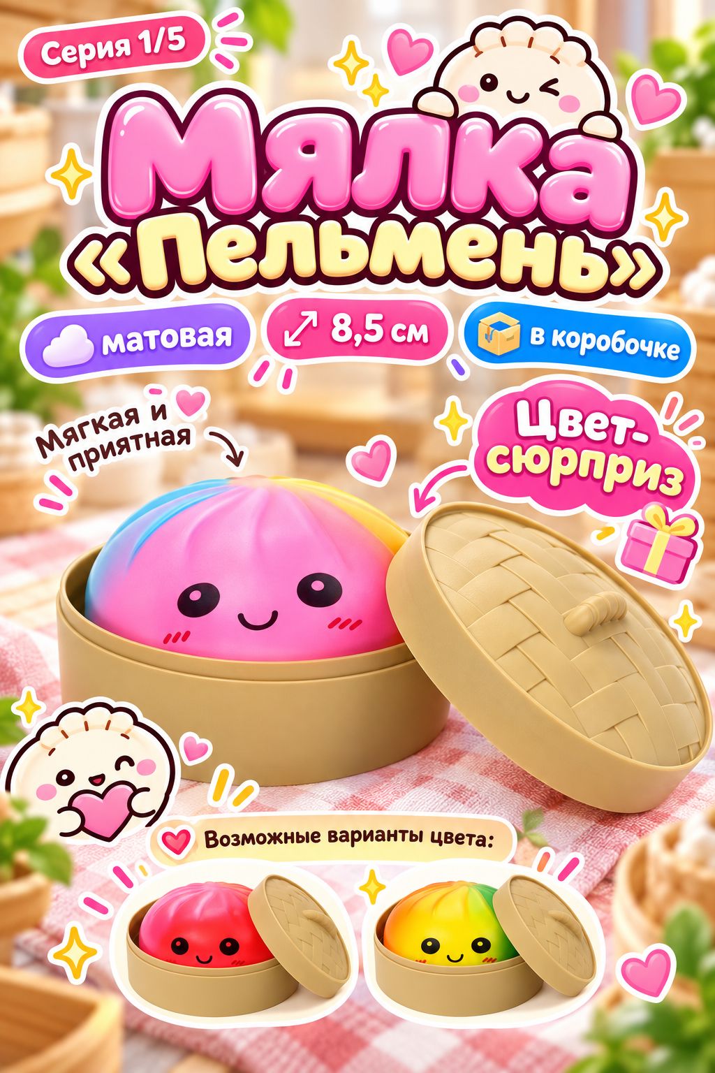 Мялка "Дамплинг" матовая, 8,5 см, в коробочке