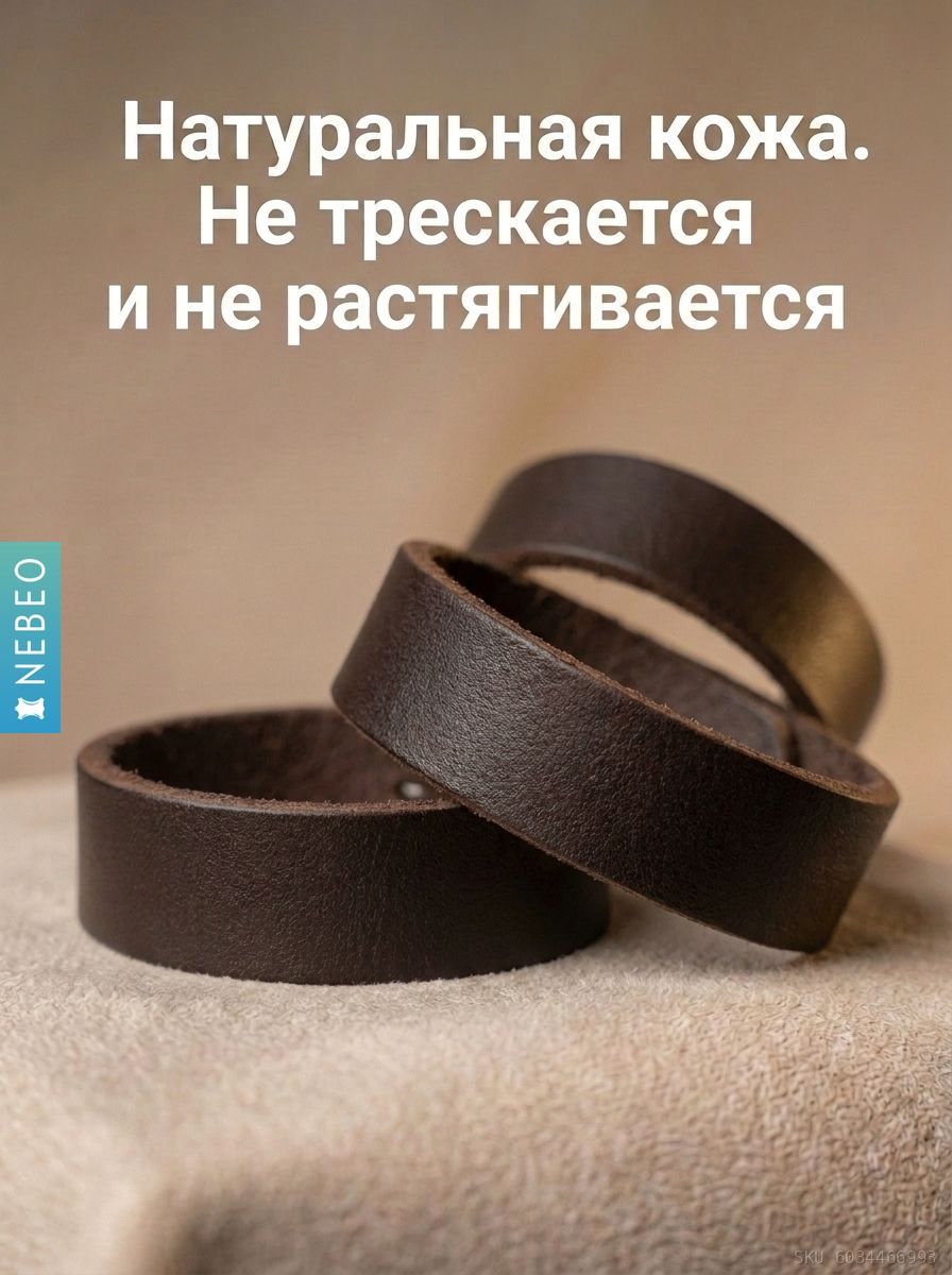 Шлевка (тренчик) для ремня 40 мм из натуральной кожи, комплект 3 шт, темно-коричневый — фото 5
