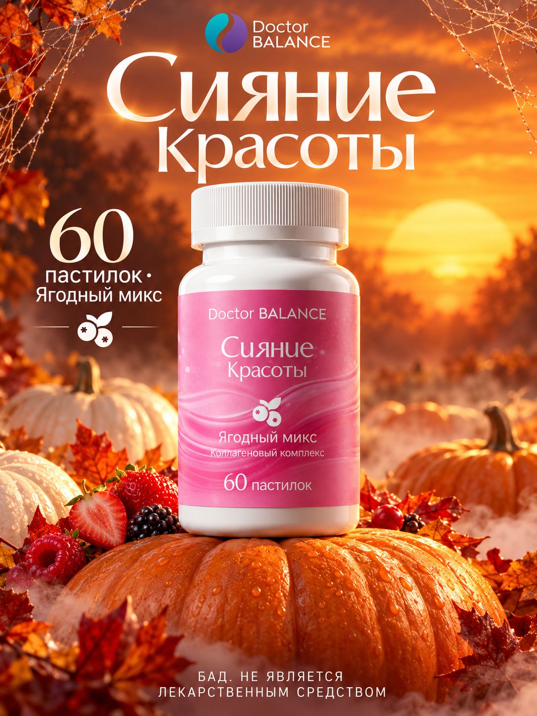 Комплекс мармеладок с витаминами для красоты для взрослых, со вкусом Ягодный микс 60 штук, без сахара, ЗОЖ.