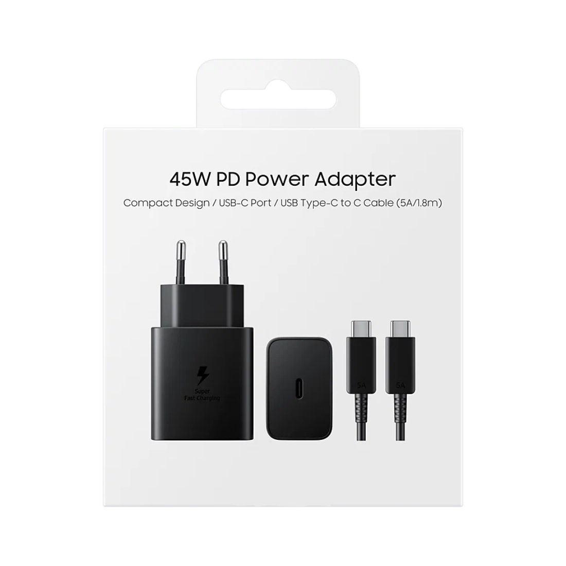交流充电器, USB C 型(连接器), 45 瓦特, 黑色