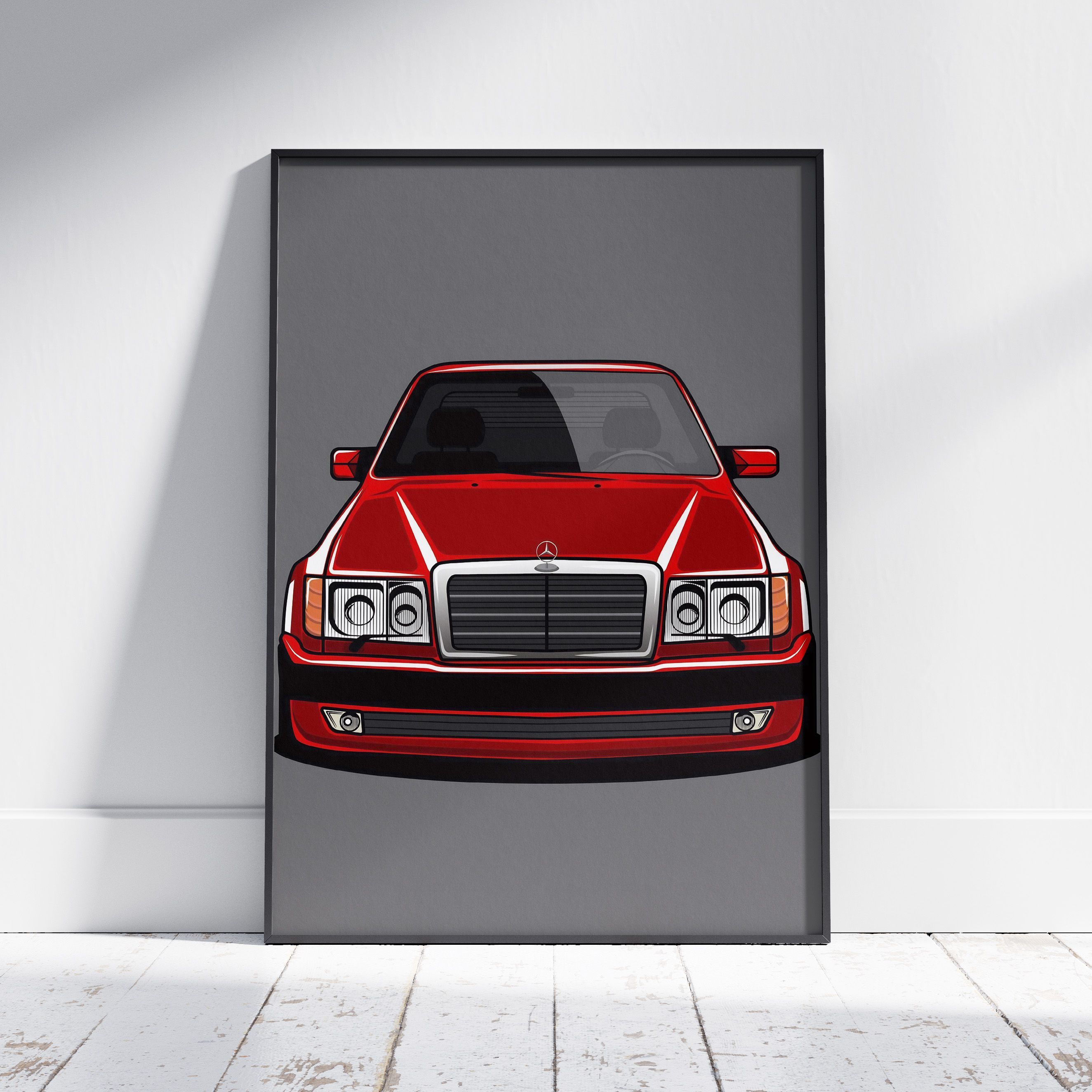 ПлакатнастенудляинтерьераКультовыемашины(MercedesBenzW12410)-ПостерполегендарнымиклассическимретроавтомобилямформатаА4(21x30см)