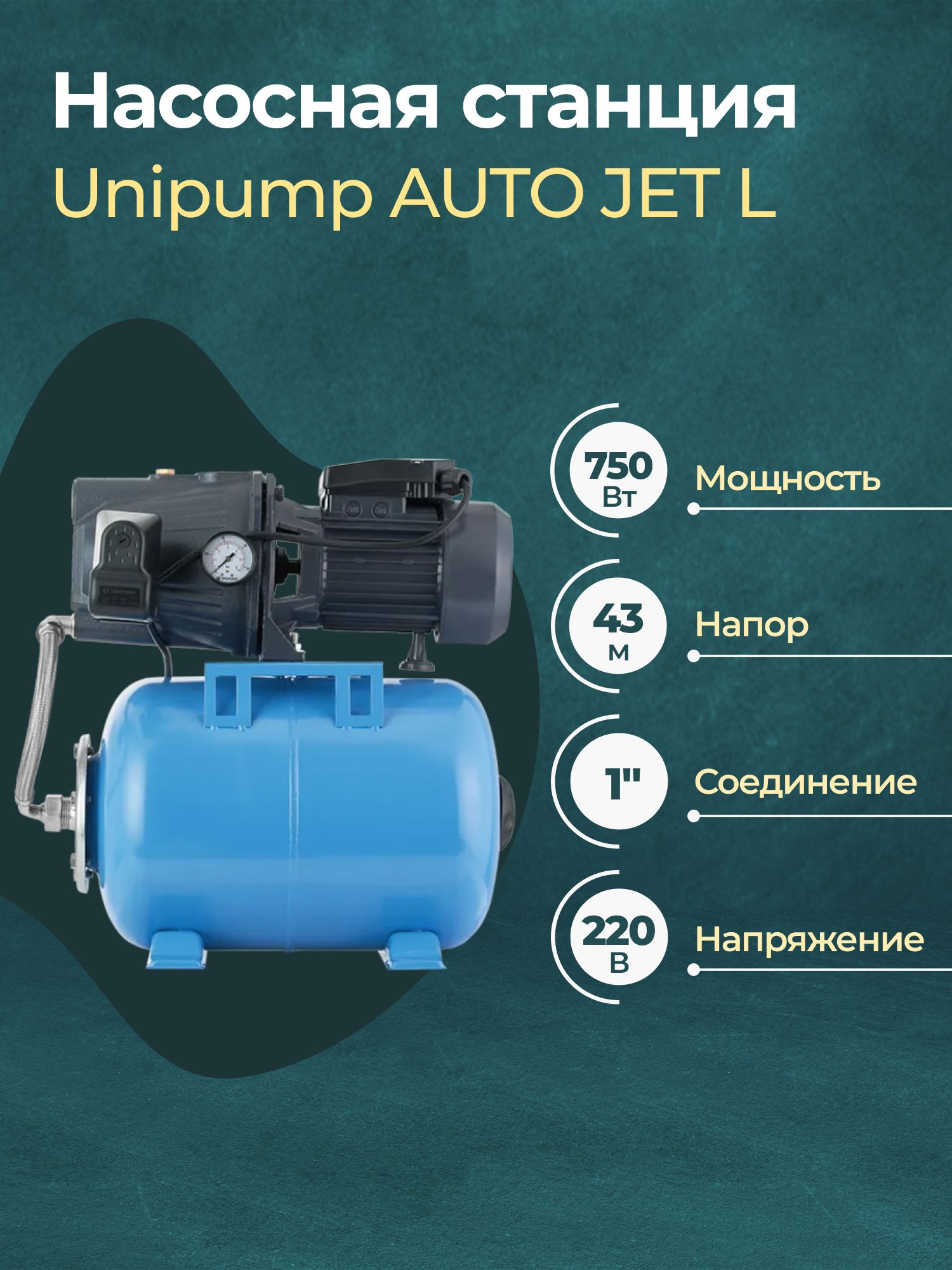 Насосная станция UNIPUMP AUTO JET 100 L, 220 л/мин купить c доставкой ...