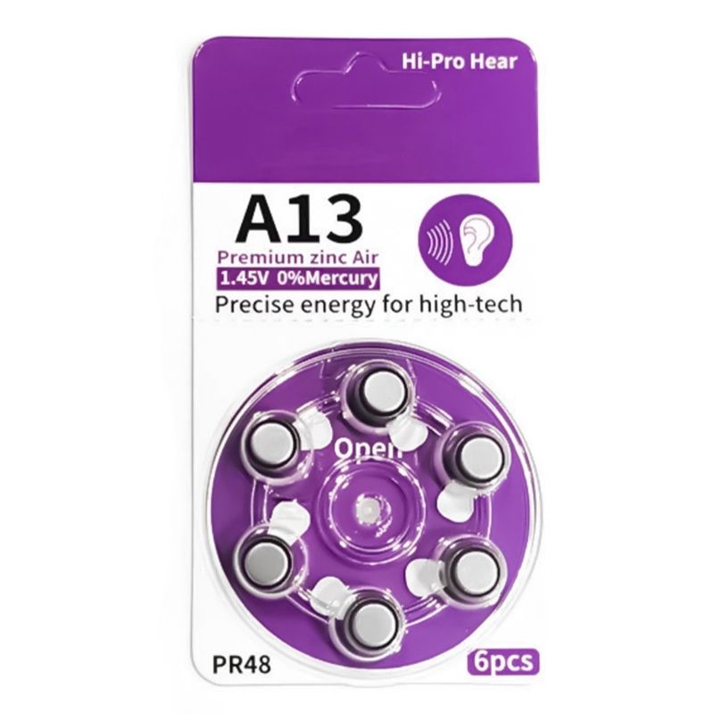 6КнопочныхбатареекA13дляслуховыхаппаратов