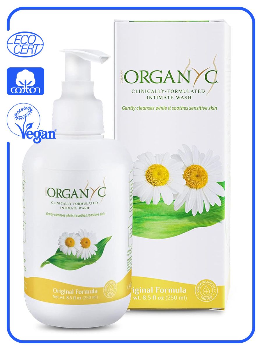 Organyc гель для интимной гигиены с ромашкой 250 мл гипоаллергенный