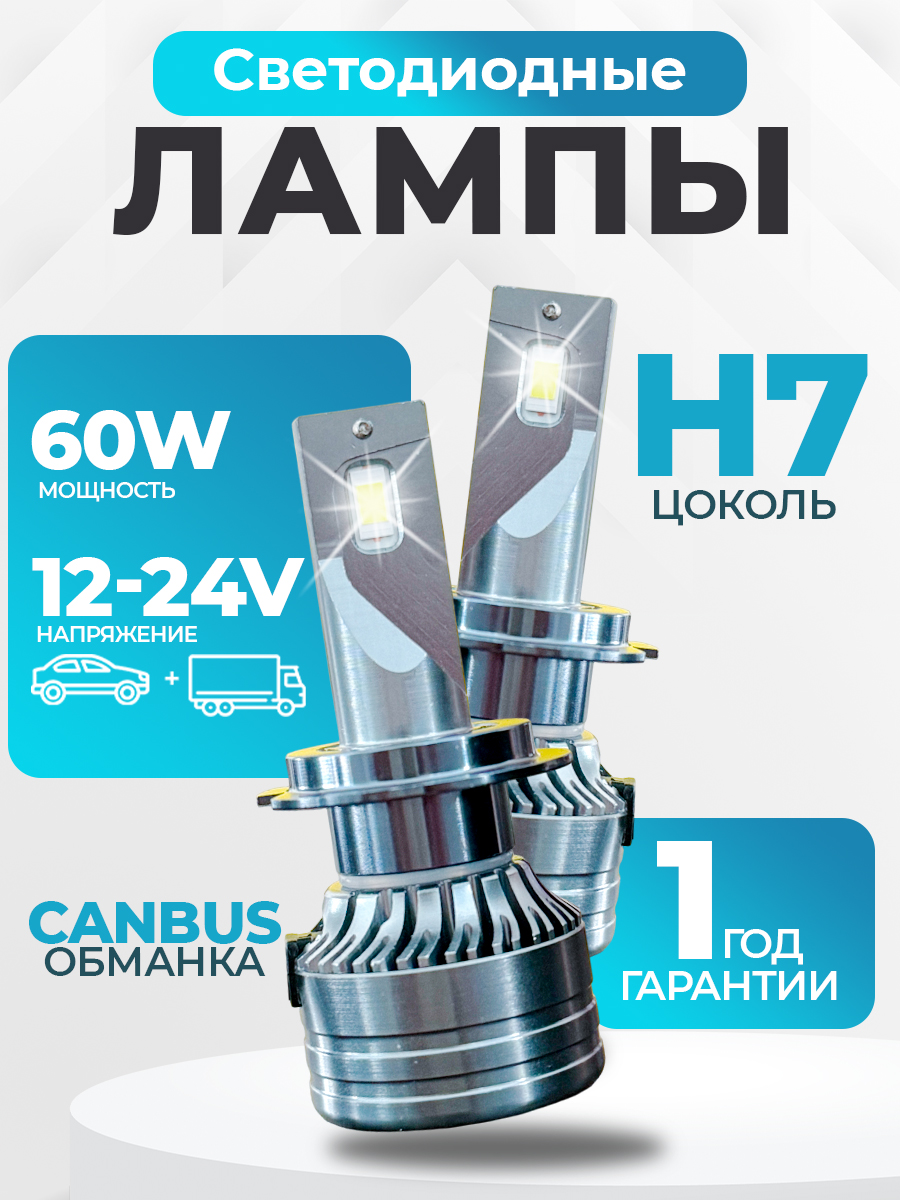 ОЧЕНЬЯРКИЕледлампыh7,светодиодныелампыh7,6000к,2шт.