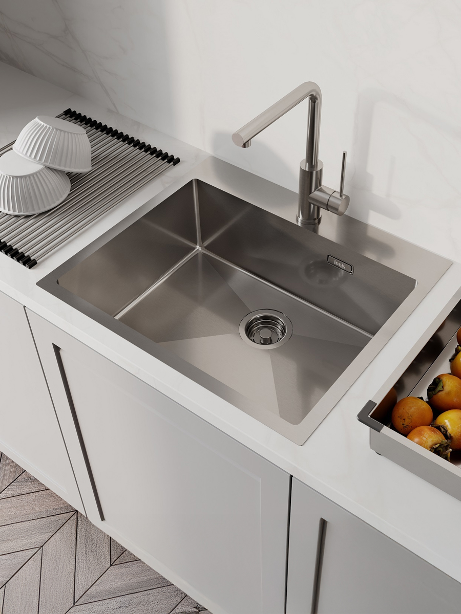 Фото товара на маркетплейсе ozon Мойка для кухни IDDIS, врезная, 51х59х20 см, нержавеющая сталь, без крыла, матовая, Хейз (Haze), HAZ59S0i77