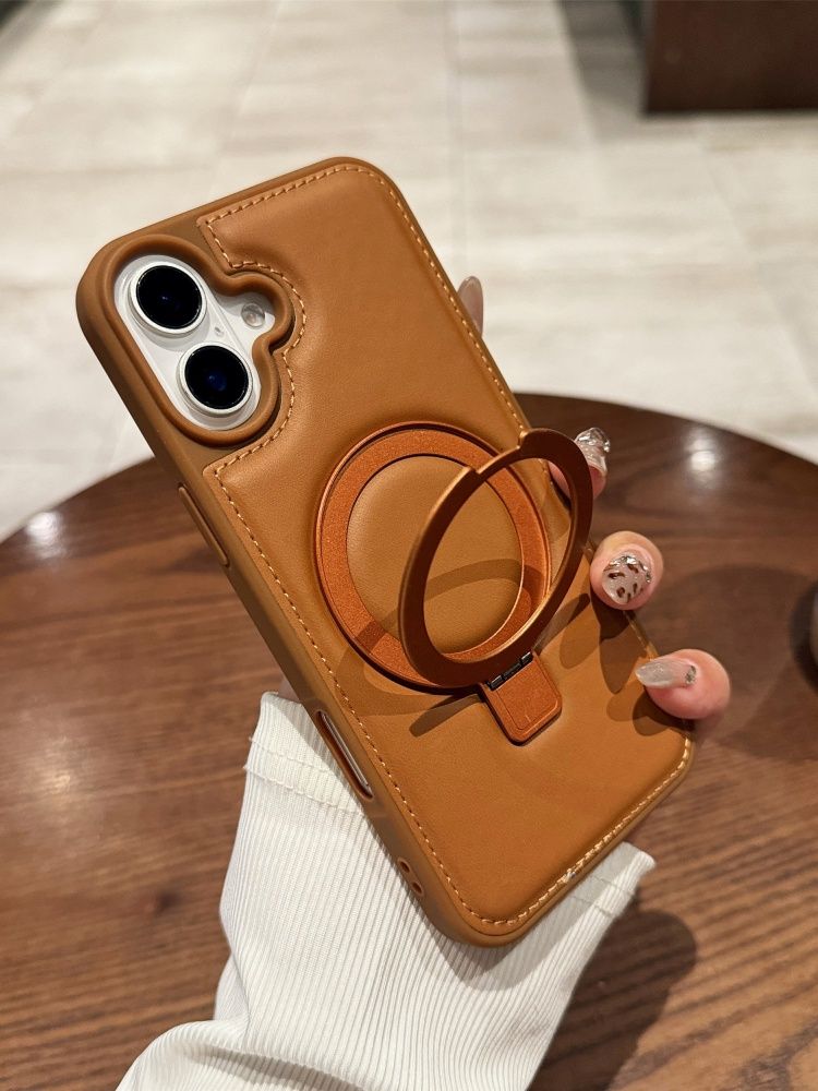 智能手机壳 用于 Apple iPhone 16 Plus, 人造皮革, 橙色