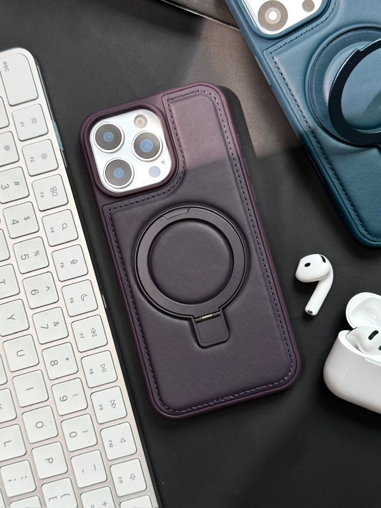 智能手机壳 用于 Apple iPhone 14 Pro Max, 人造皮革, 紫色