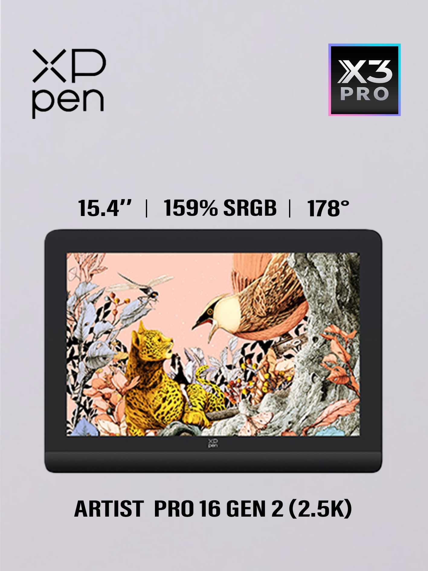 XP-PenГрафическийпланшетXP-PenArtistPro16(gen2),сX3Pro,черныйматовый