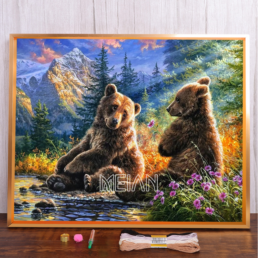 MEIAN Набор для вышивания,30x40CM,Чистый холст с сеткой 11CT,40 цветов ...