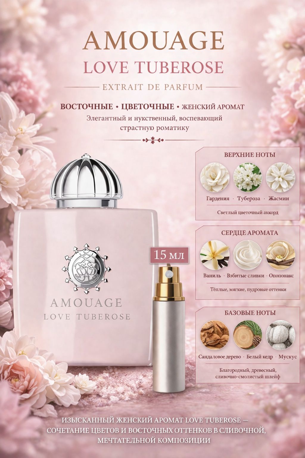 AMOUAGE Love Tuberose Парфюмерная вода для женщин 15 мл Отливант купить