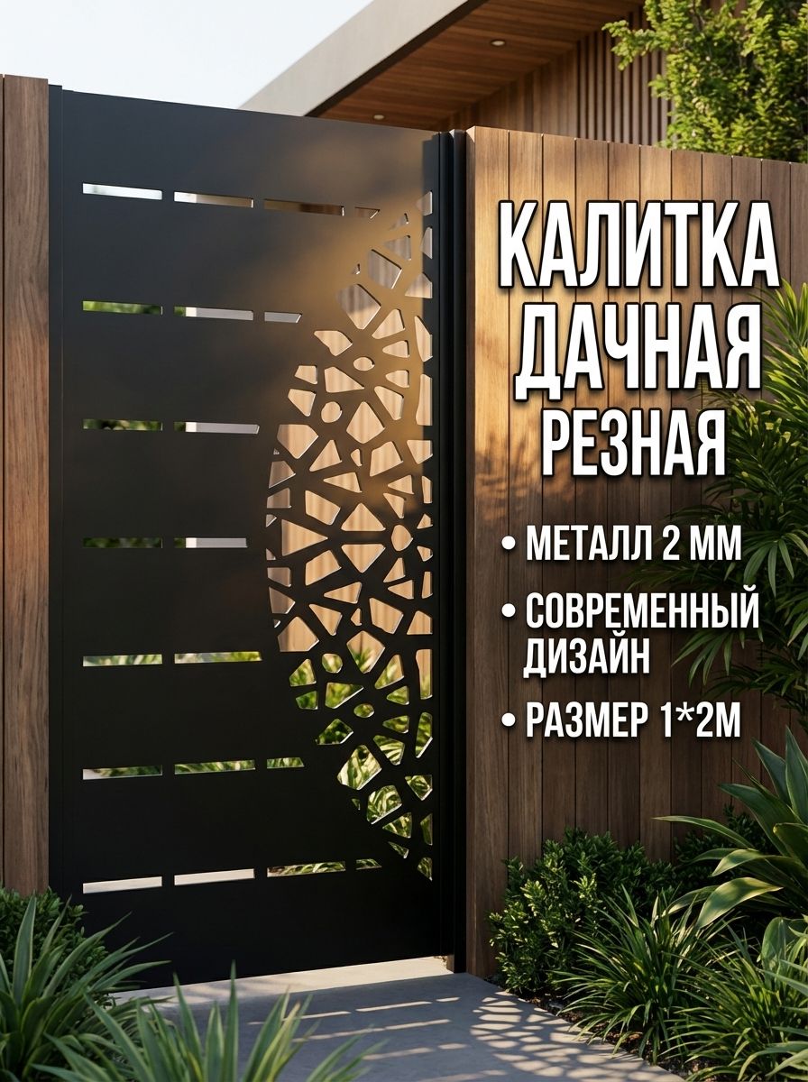 КалиткаМеталлическая"Модель№8"длядомаидачи,сталь2мм,неокрашенная