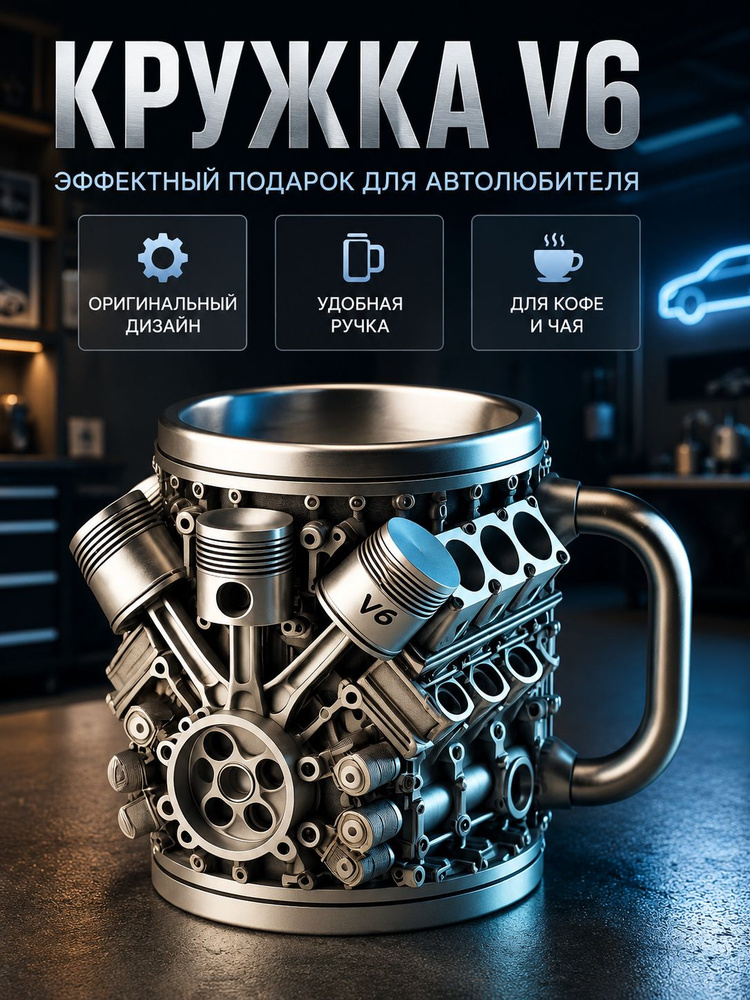 Кружка "V6 Автомобильный двигатель", 302 мл, 1 шт #1