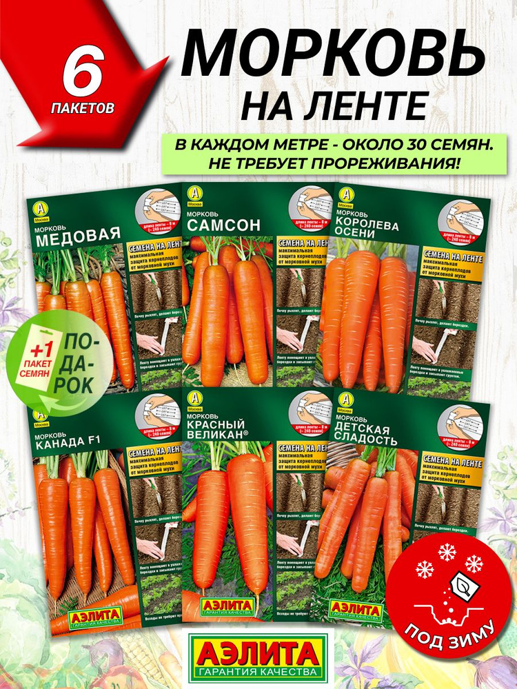 Набор семян Морковь на ленте 6 сортов #1