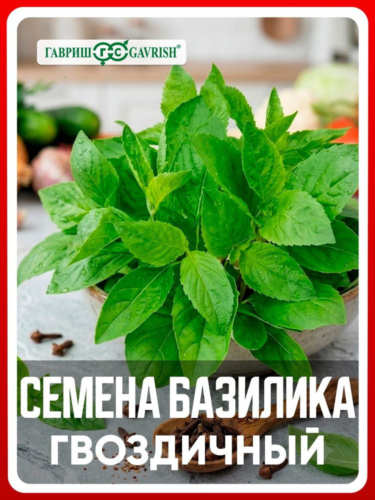 Семена Базилик овощной "Гвоздичный" 0,1 гр, травы и пряности, для дома, дачи и огорода, на балкон, в #1