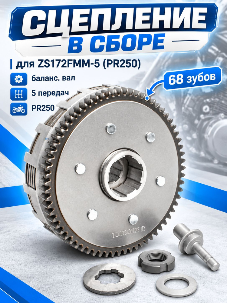 Сцепление в сборе на мотоцикл ZS172FMM-5 (PR250) 5 передач #1