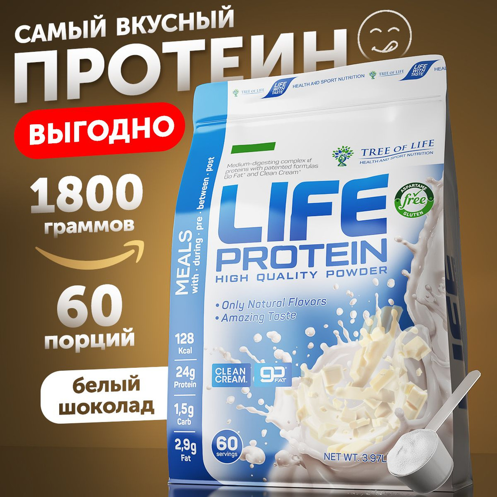 Протеин сывороточный + Изолят Life Protein 4LB. Мультикомпонентный белковый  коктейль 