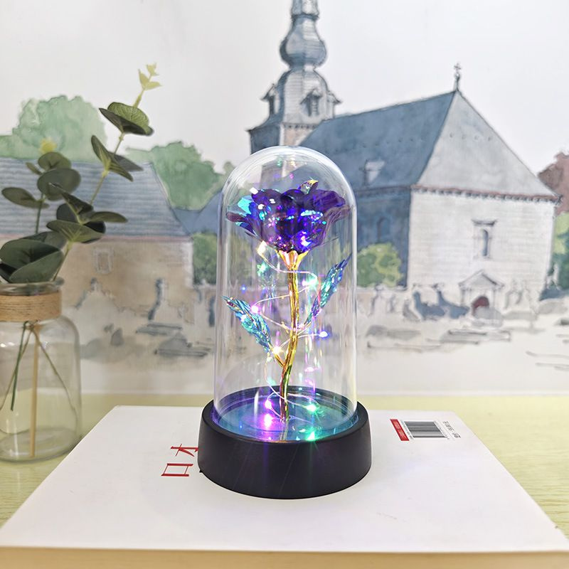 Купить Роза фиолетовая в стеклянной колбе с подсветкой, для интерьера ...