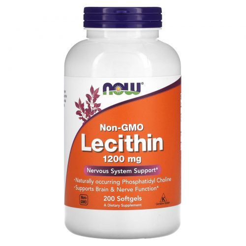 Now Foods, Non-GMO Lecithin, Лецитин без ГМО, 1200 мг, 200 желатиновых капсул  #1