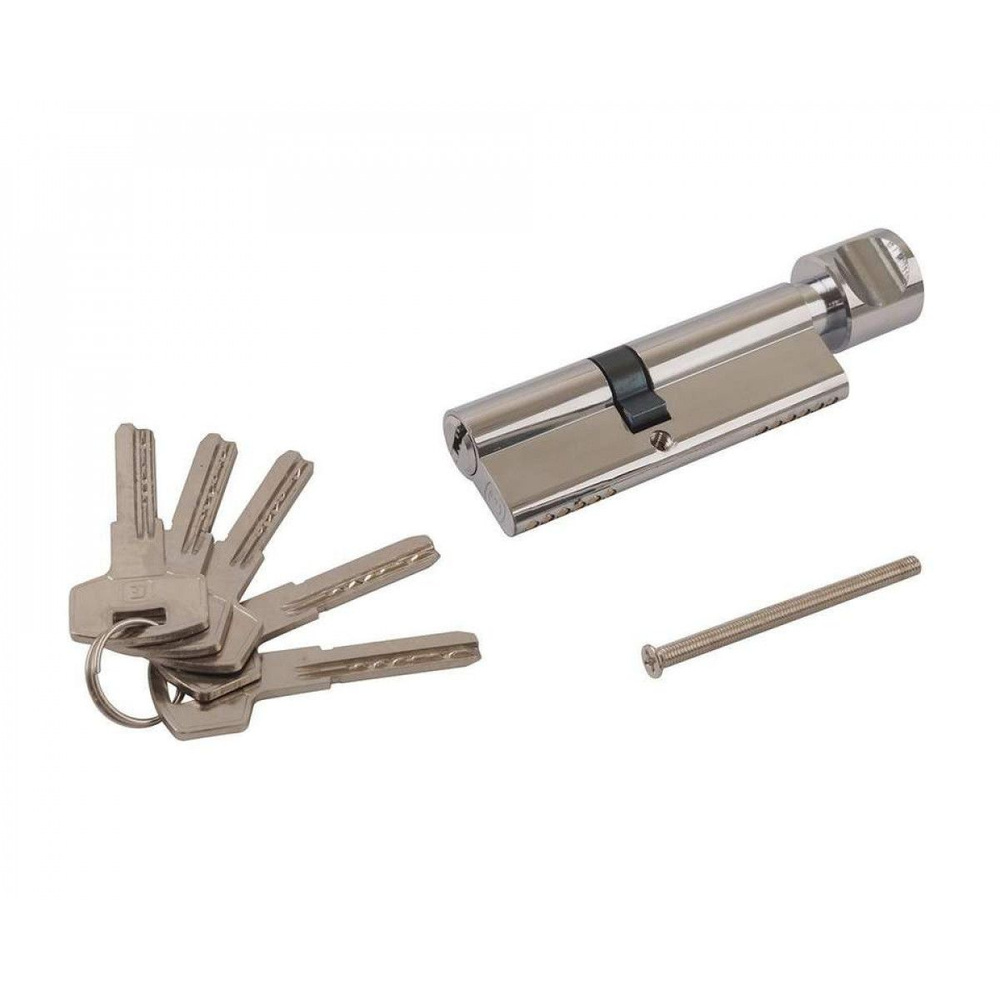 Цилиндр профильный ELEMENTIS 40(ключ)/50(ручка) ЦАМ, 5 перфорированных ключей, никелированный  #1
