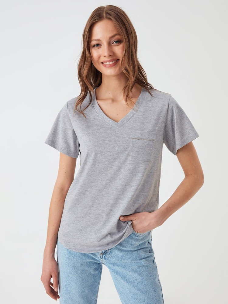 Футболка Luisa Wang, размер 40, цвет светло-серый, 100% хлопок - купить ...