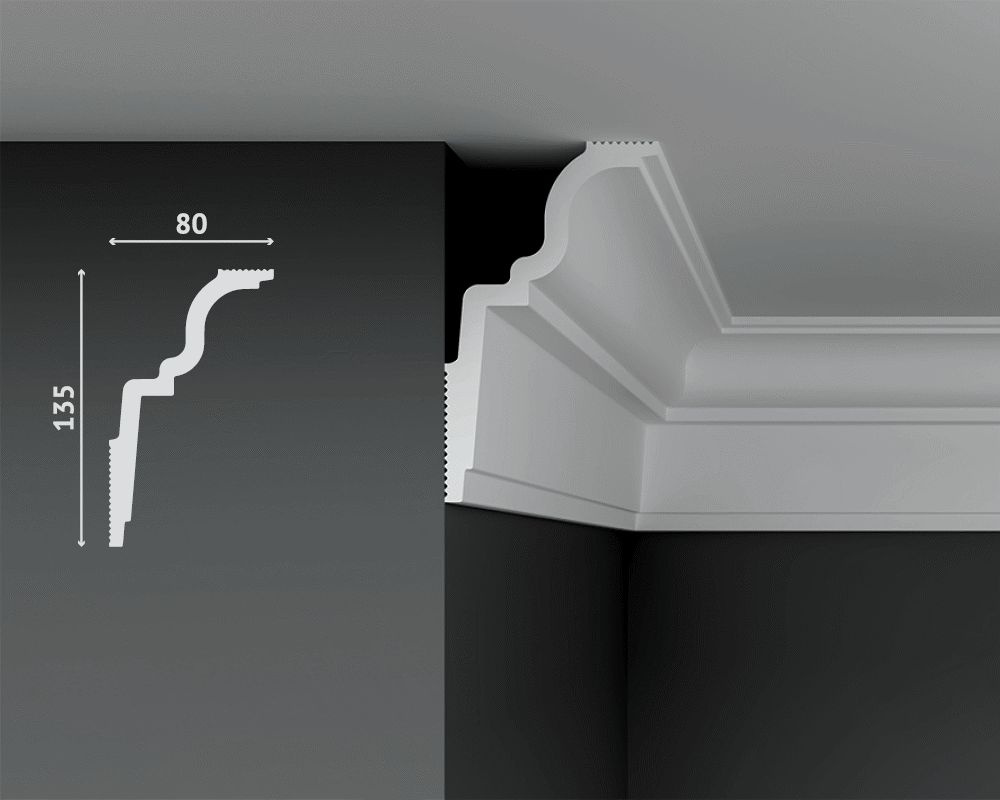 Плинтус потолочный Decostar PolyStyle SG-135/80 полистирол, белый, 2000x135x80 мм (2 шт.)  #1