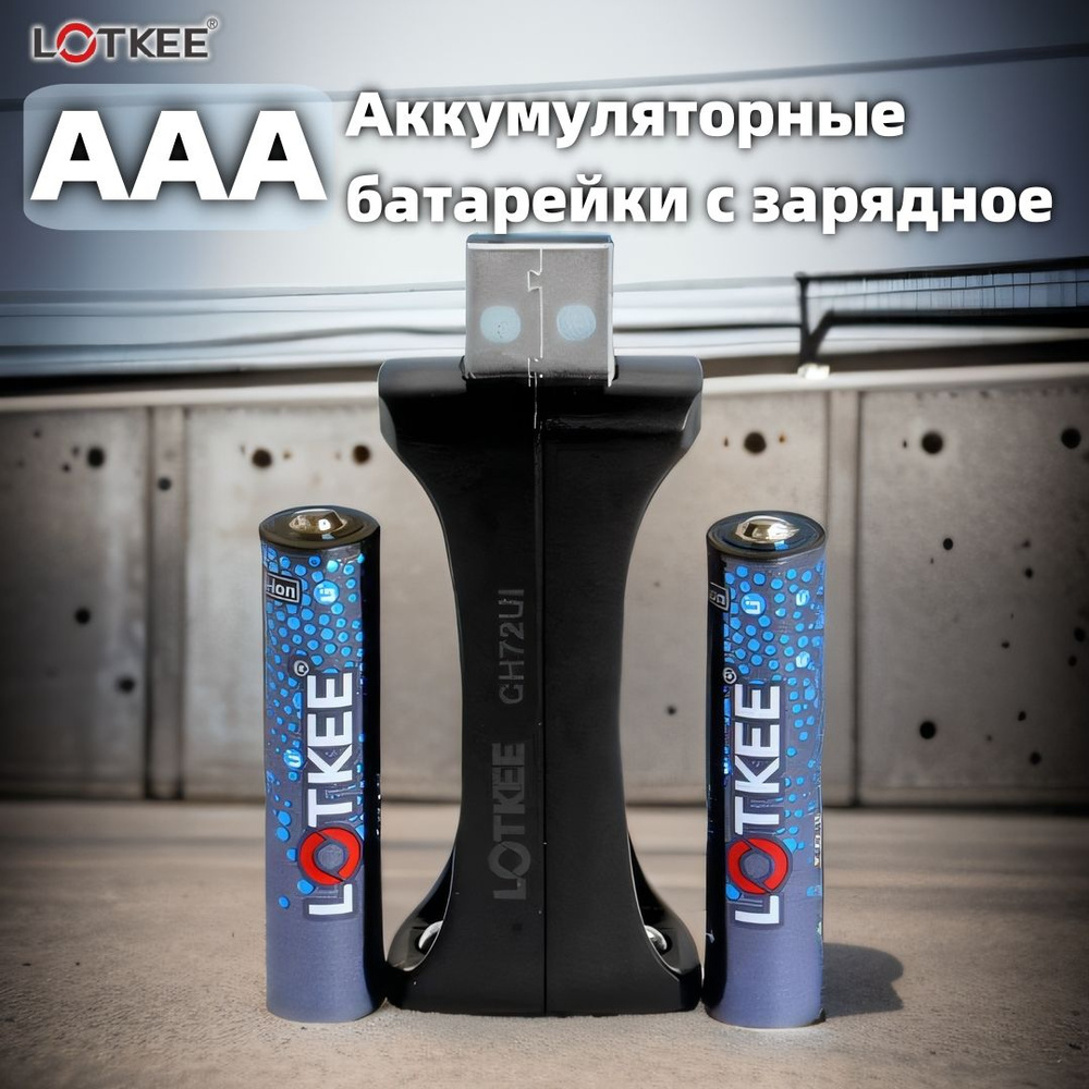 LOTKEE Аккумуляторная батарейка AAA, 1,5 В, 900 мАч, 2 шт - купить с  доставкой по выгодным ценам в интернет-магазине OZON (1081760364)