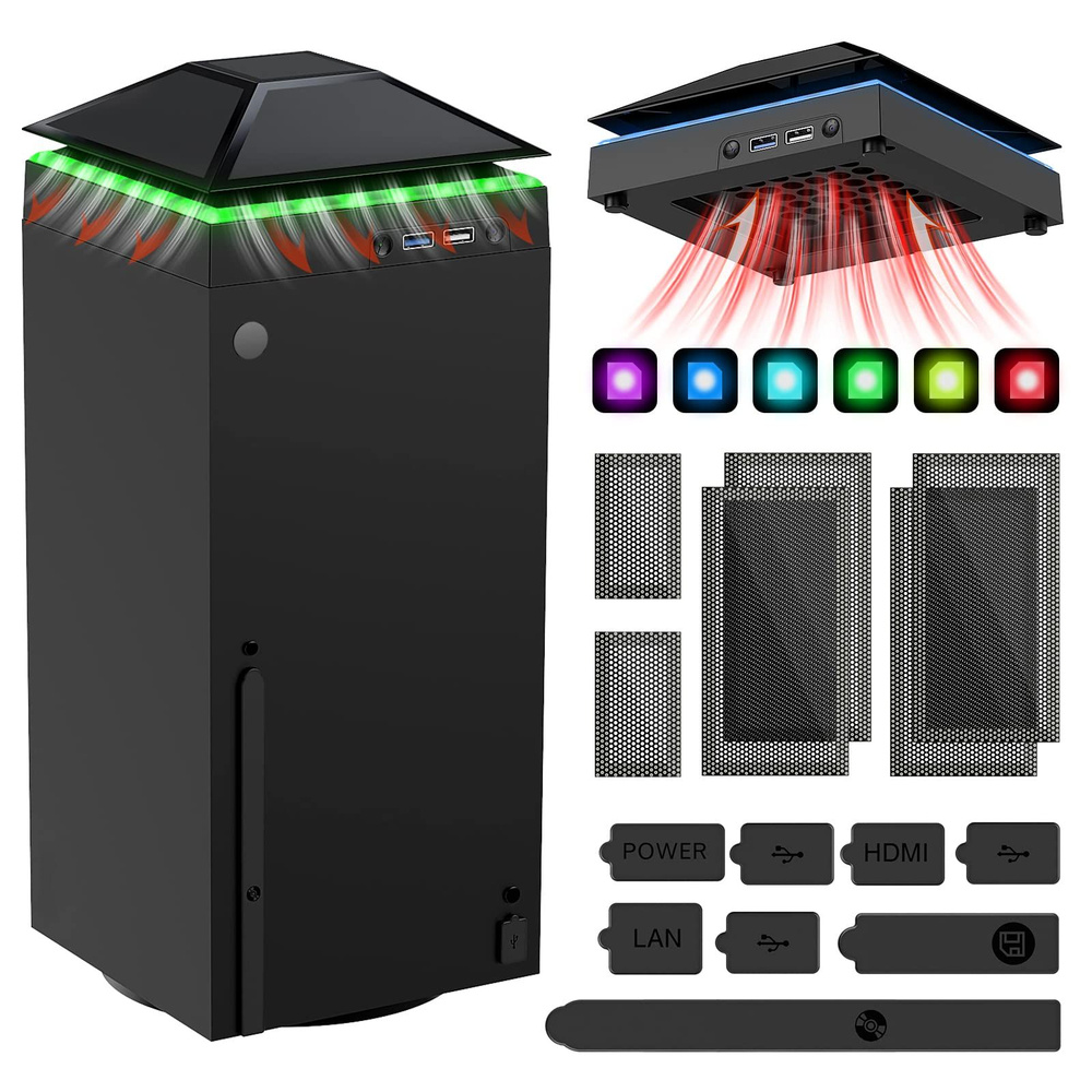 Вентилятор охлаждения игровой консоли со светодиодной лентой для Xbox ...