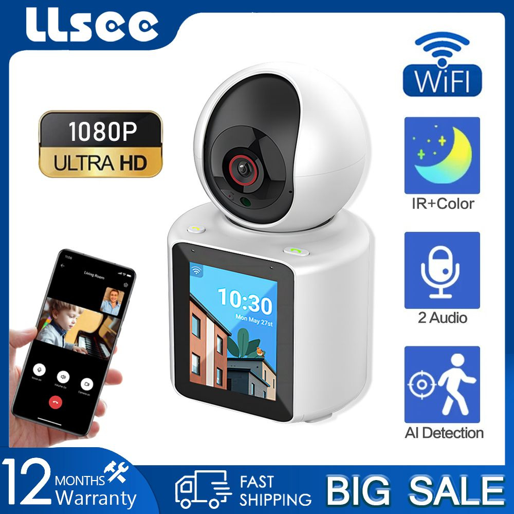 LLSEE V360 Pro, Smart CCTV Wifi Security Camera, с экраном 1080p, мобильным  телефоном, видео, двусторонним звонком, 2,8 - дюймовым IPS экраном