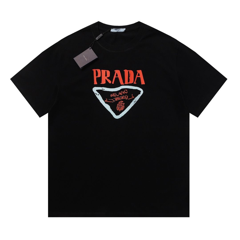Футболка Prada, размер 46, цвет черный, Хлопок - купить по выгодной ...