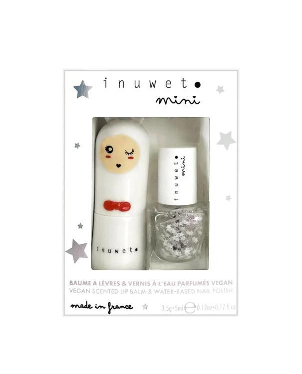 INUWET MINI /Французская детская косметика бальзам для губ с ароматом сладкой ваты и звездный лак для #1