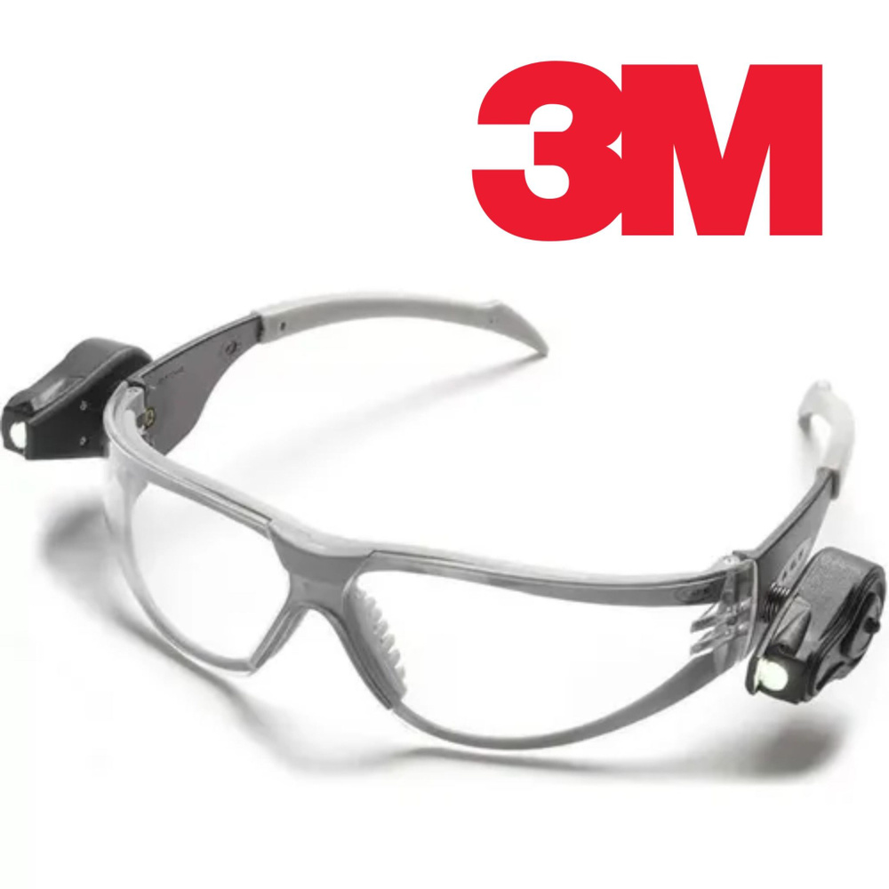 Очки защитные 3M с двумя светодиодными фонариками направленного света прозрачные 7000032466  #1