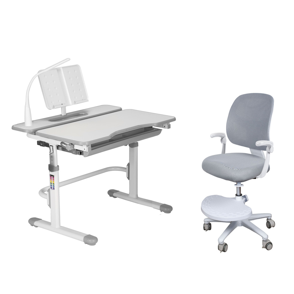 Комплект парта Freesia Grey + кресло Marte Grey с подлокотниками #1