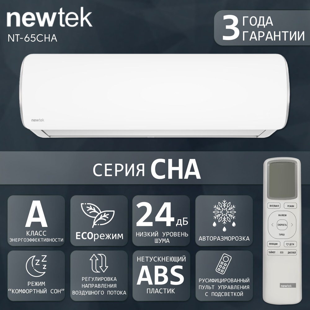 Сплит-система NewTek NT-65CHA09, для помещения до 26 кв.м.