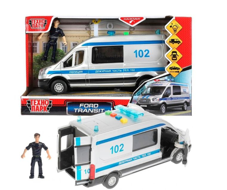 Игрушечная машинка для детей Машина Ford Transit Полиция 22,5 см ...