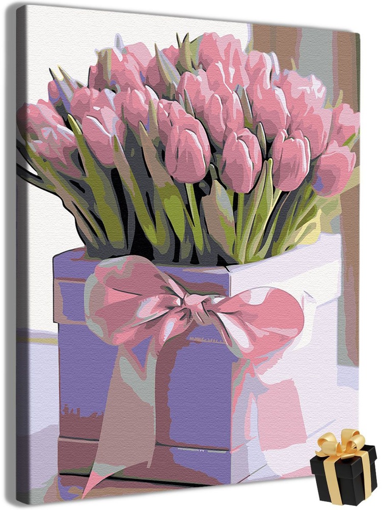 Картина по номерам Подарок тюльпаны купить на OZON по низкой цене ...