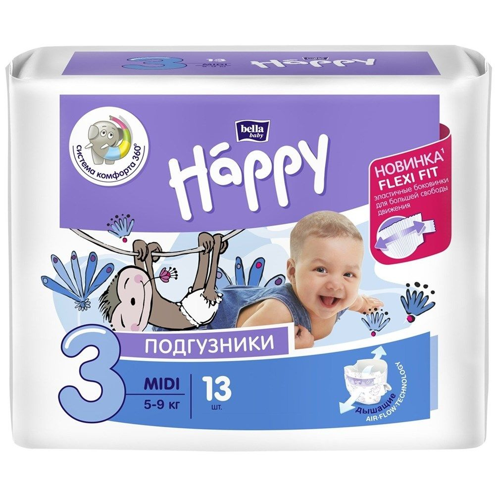 Подгузники трусики. Baby "Happy Junior Midi" с эластичными боковинками (5-9 кг) 13 шт.  #1