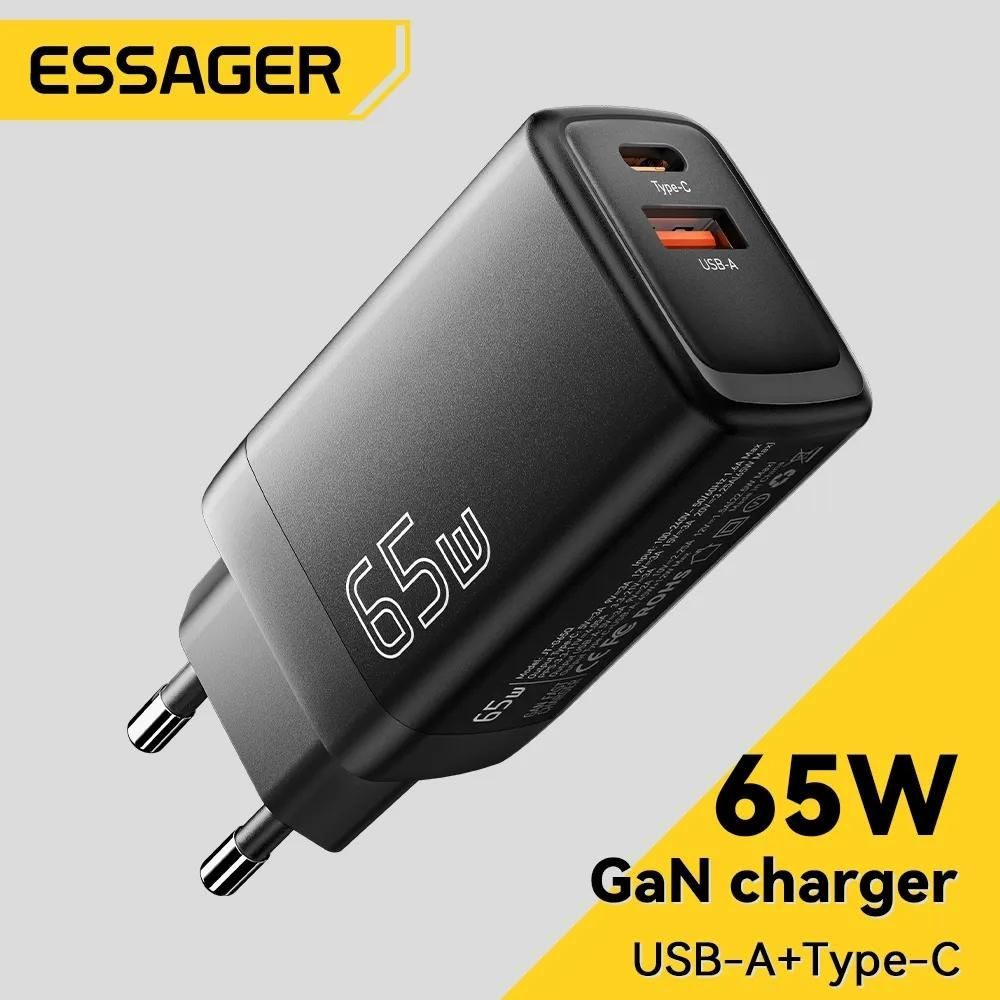 Зарядное устройство Essager 65 Вт, USB A + Type C, быстрая зарядка #1