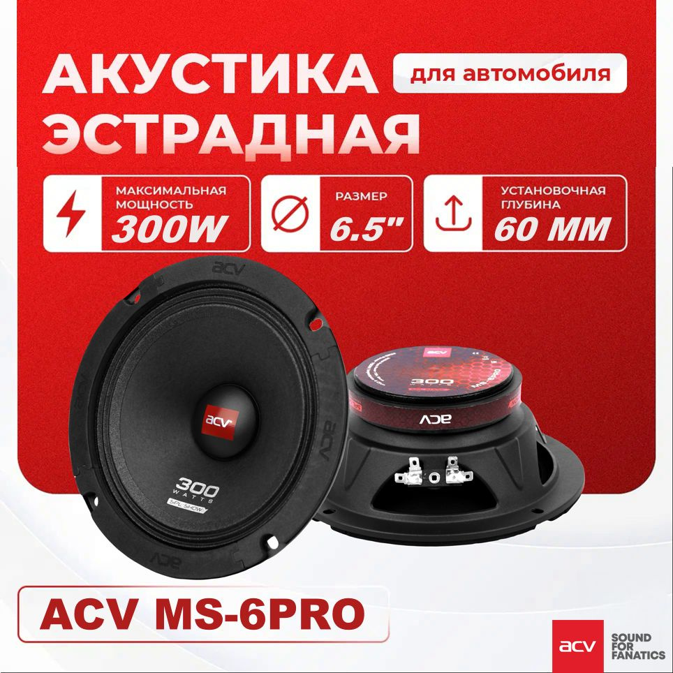 Колонки для автомобиля ACV MS-6PRO / эстрадная акустика 16,5 см. (6 дюймов)  / комплект 2 шт.