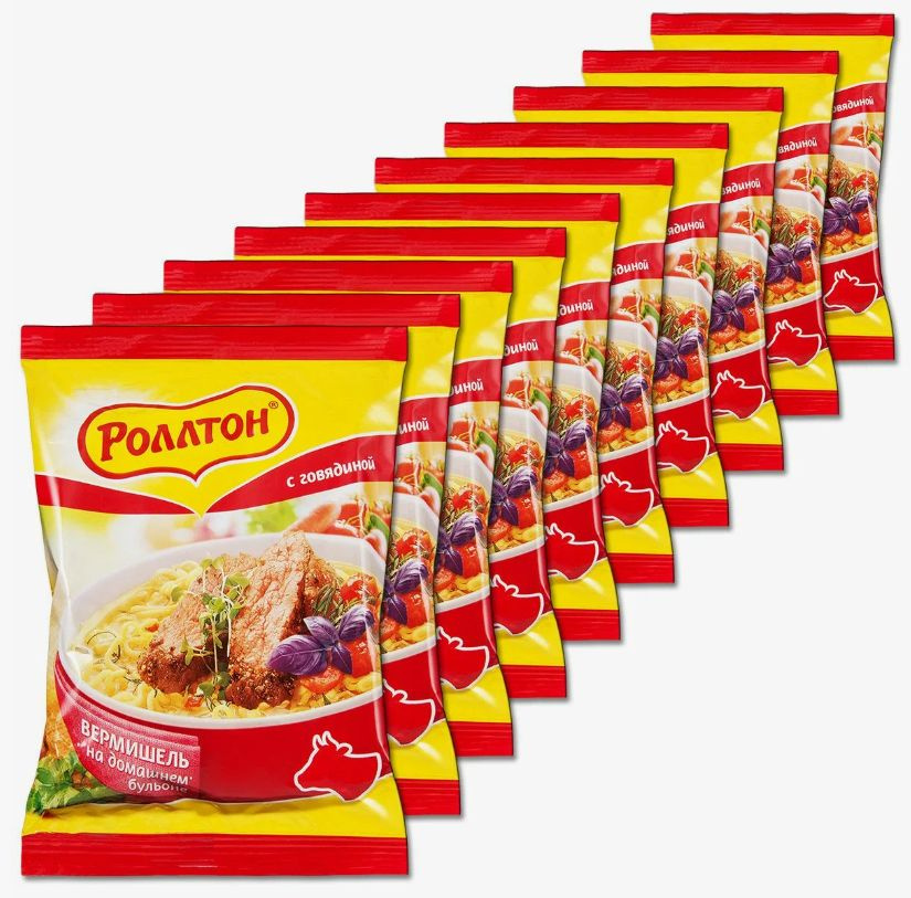 Вермишель быстрого приготовления Роллтон (говядина) 60 гр - 10 штук ...