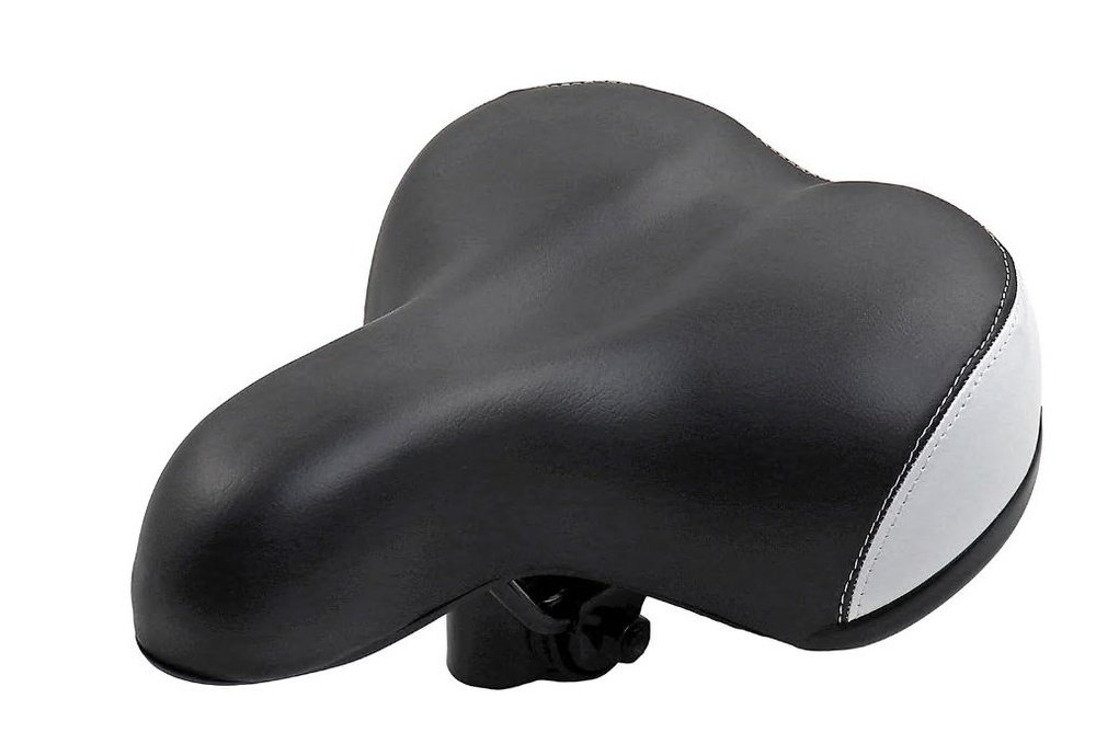 Седло вело на пружинах 2-х цветное широкое рельефное с выбитыми узорами ...