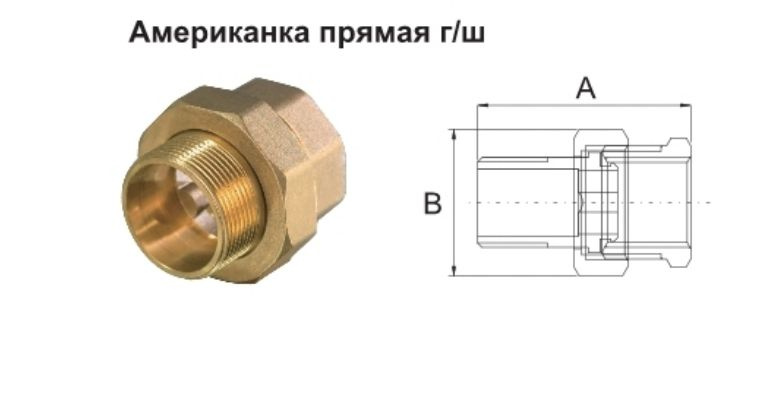 TIM Муфта американка для прямого соединения никелированная 1/2"г/ш  #1