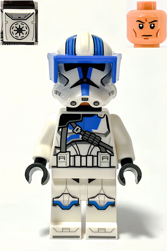 Lego Star Wars Clone Heavy Trooper 501st Legion Phase 2 White Arms Blue Visor Backpack Nougat Head Helmet with Holes sw1247 OZON 1598907507